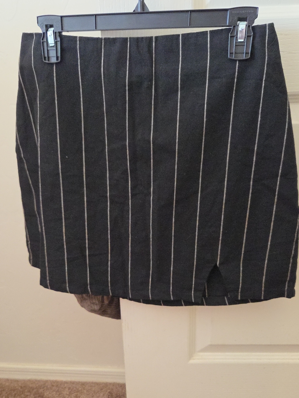 Cotton On Black Mini Skirt with White Pinstripes